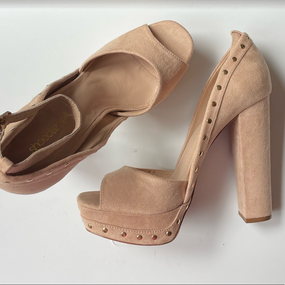 Tan Suede Platform Heels